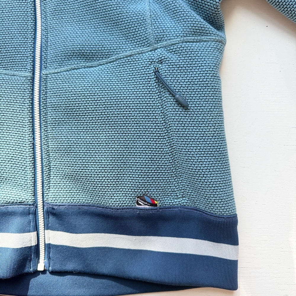 La Sportiva  Ayona Hoodie S Sherpa Fleece Jacket Reversible Teal Blue Climbers - Picture 11 of 15